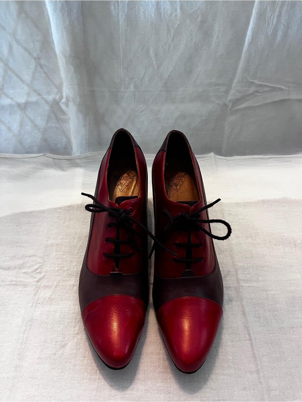 John Fluevog Burgundy and Red Lace-Up Heels - Picture 3 of 5